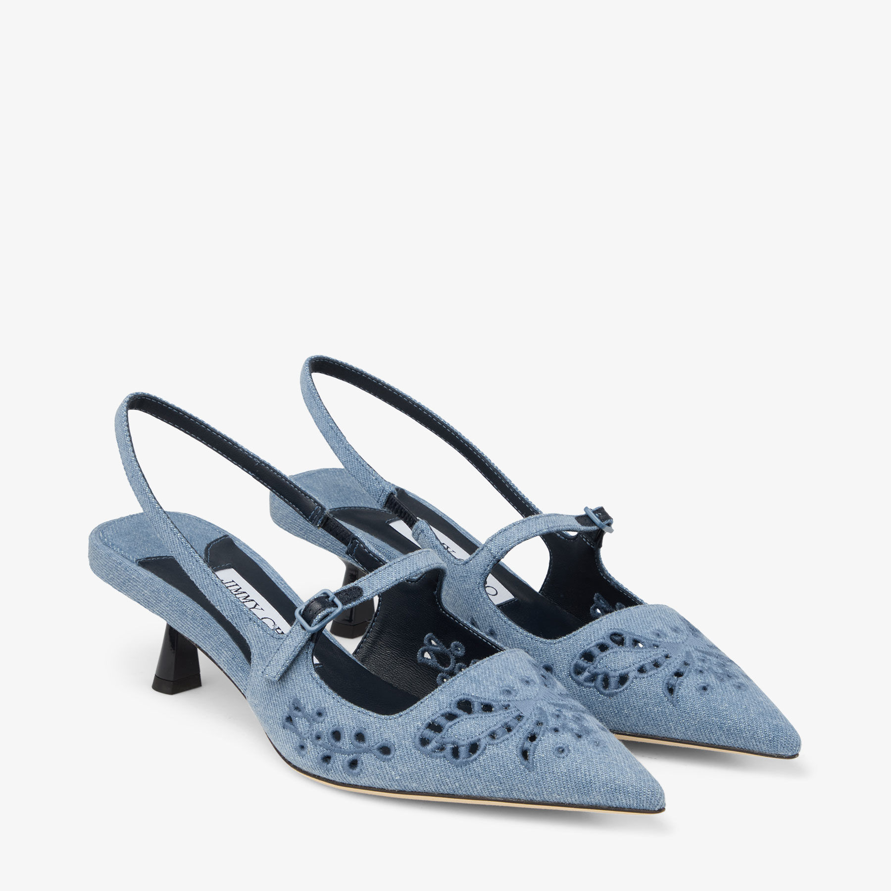 JIMMYCHOO ジミーチュウ デニム　パイソン　フラットパンプス JIMMY CHOO パイソン 型押し デニム フラットシューズ イタリア