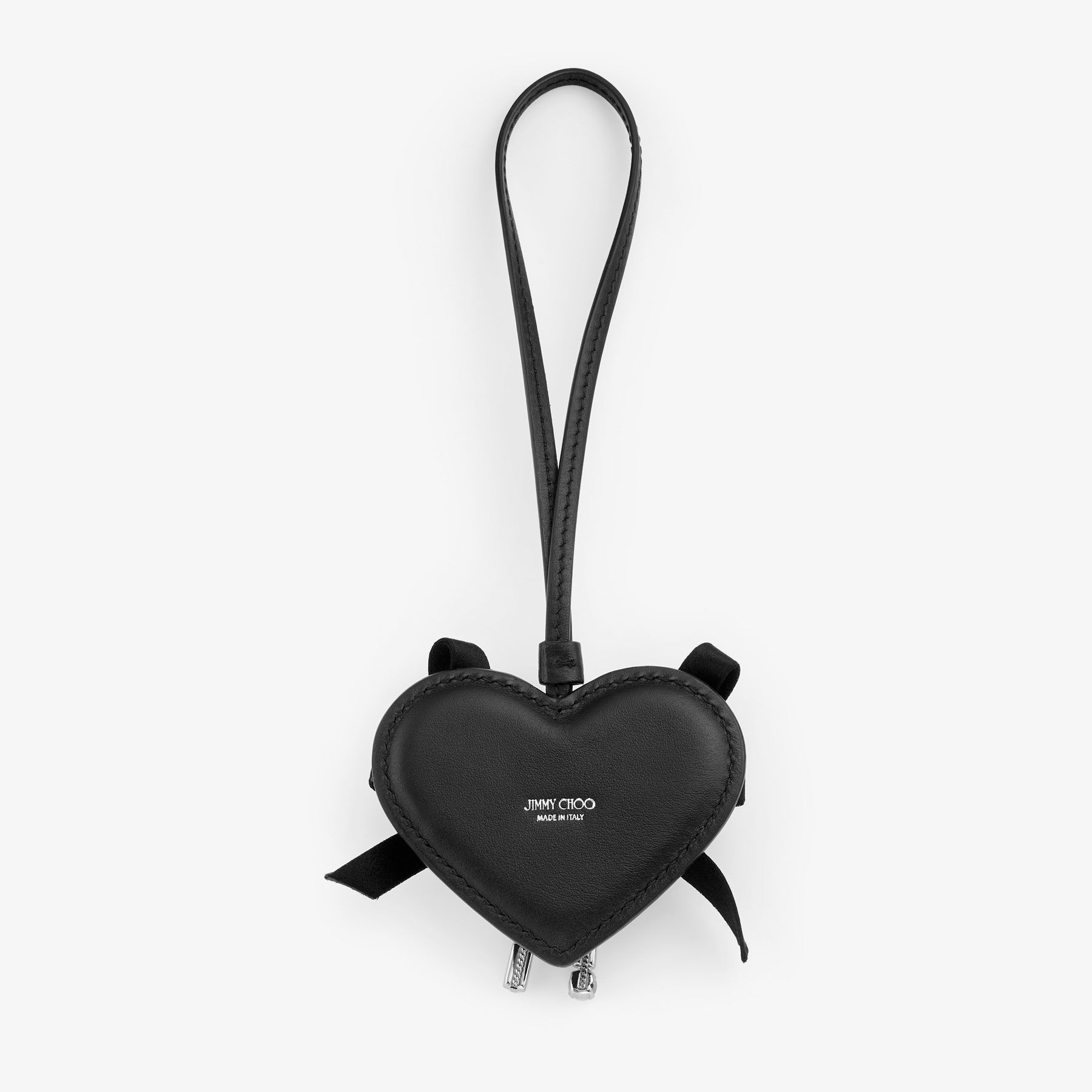 ジミーチュウ　チャーム　未使用品 ハート チャーム | ブラック ファイングリッター・クリスタルボウ付き