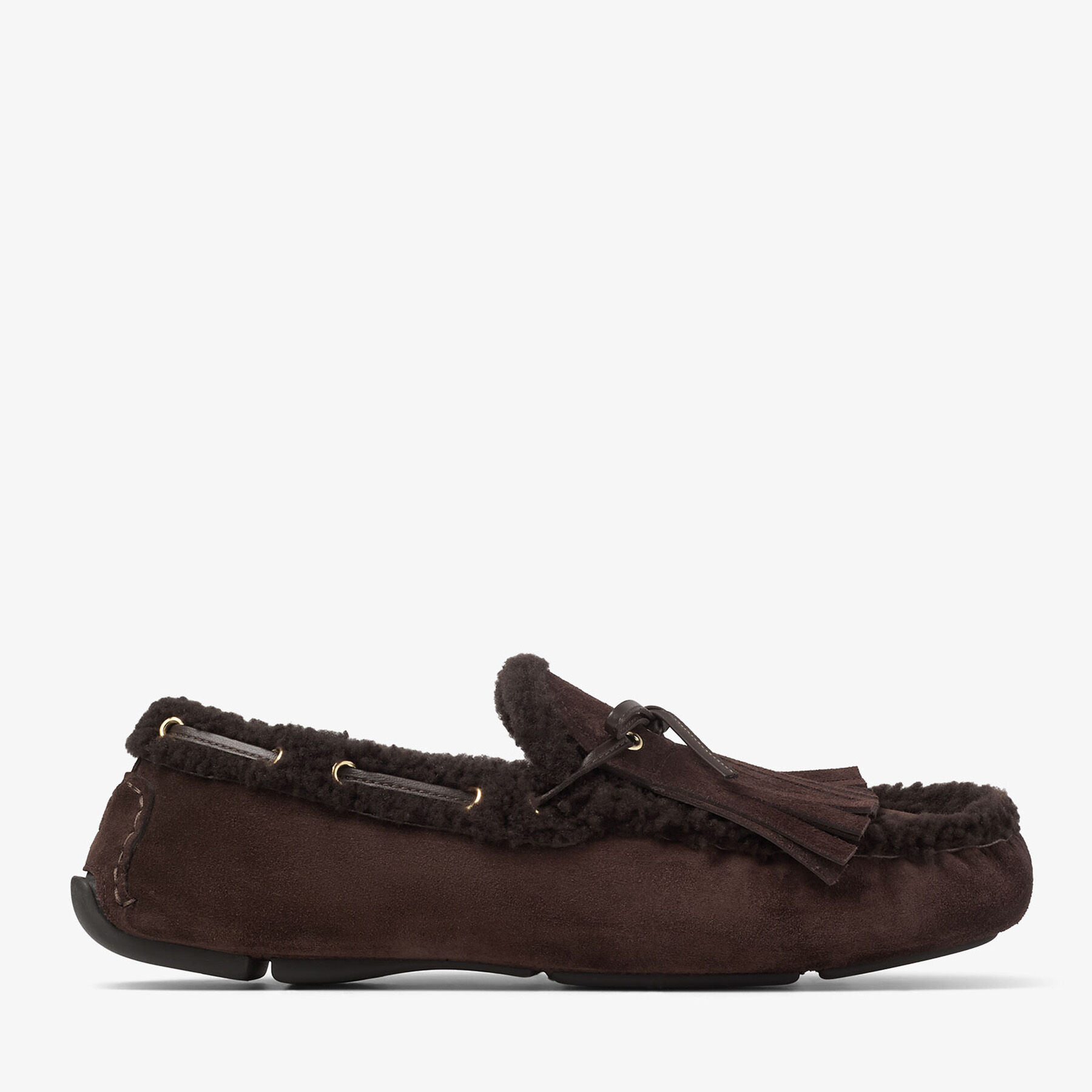 マノン F | チョコレート ベルベットスエード・シアリング ローファー