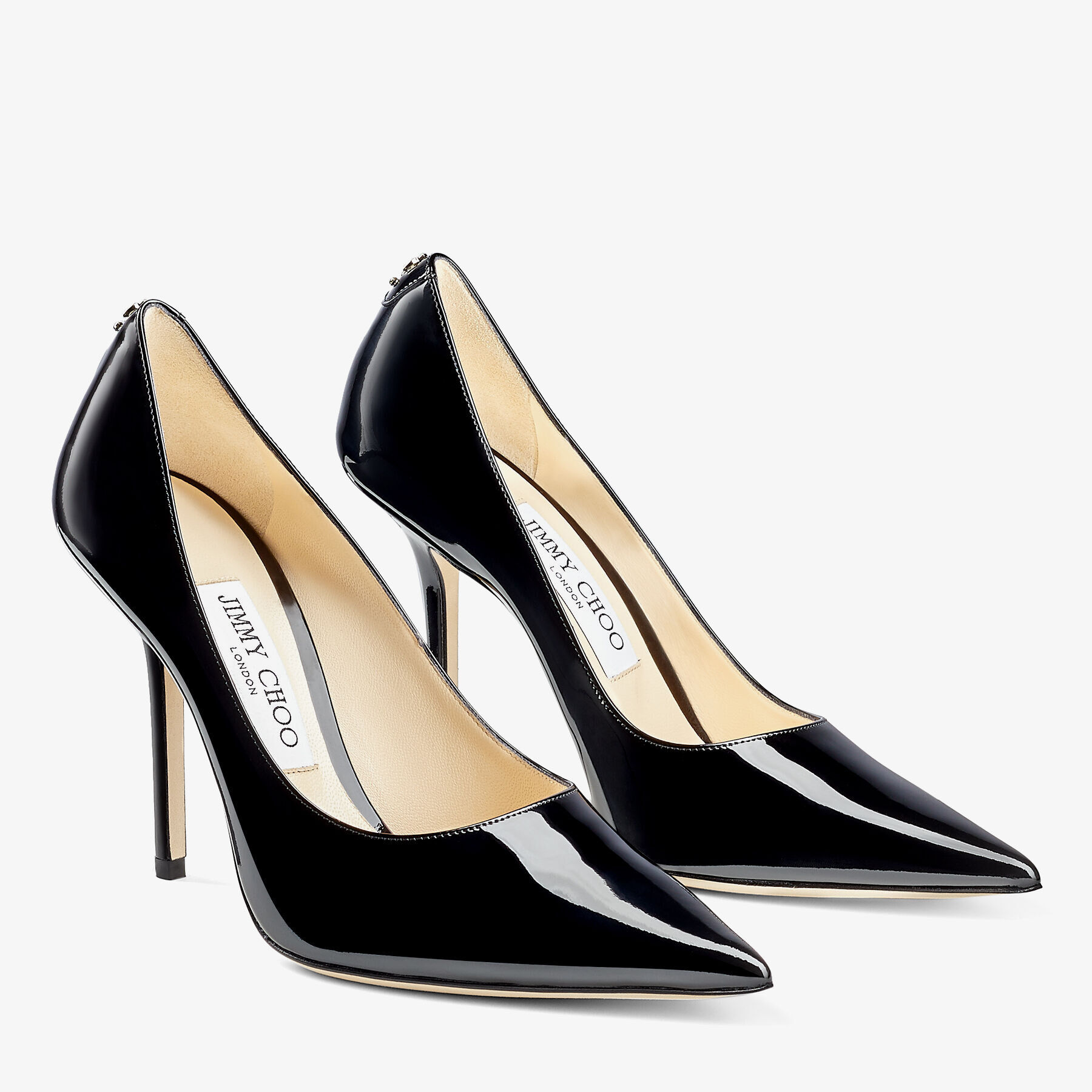 ほぼ新品♡ JIMMY CHOO パンプスLOVE100 ジミーチュウ Black Patent Leather Pointed-Toe Pumps with JC Emblem | LOVE 100