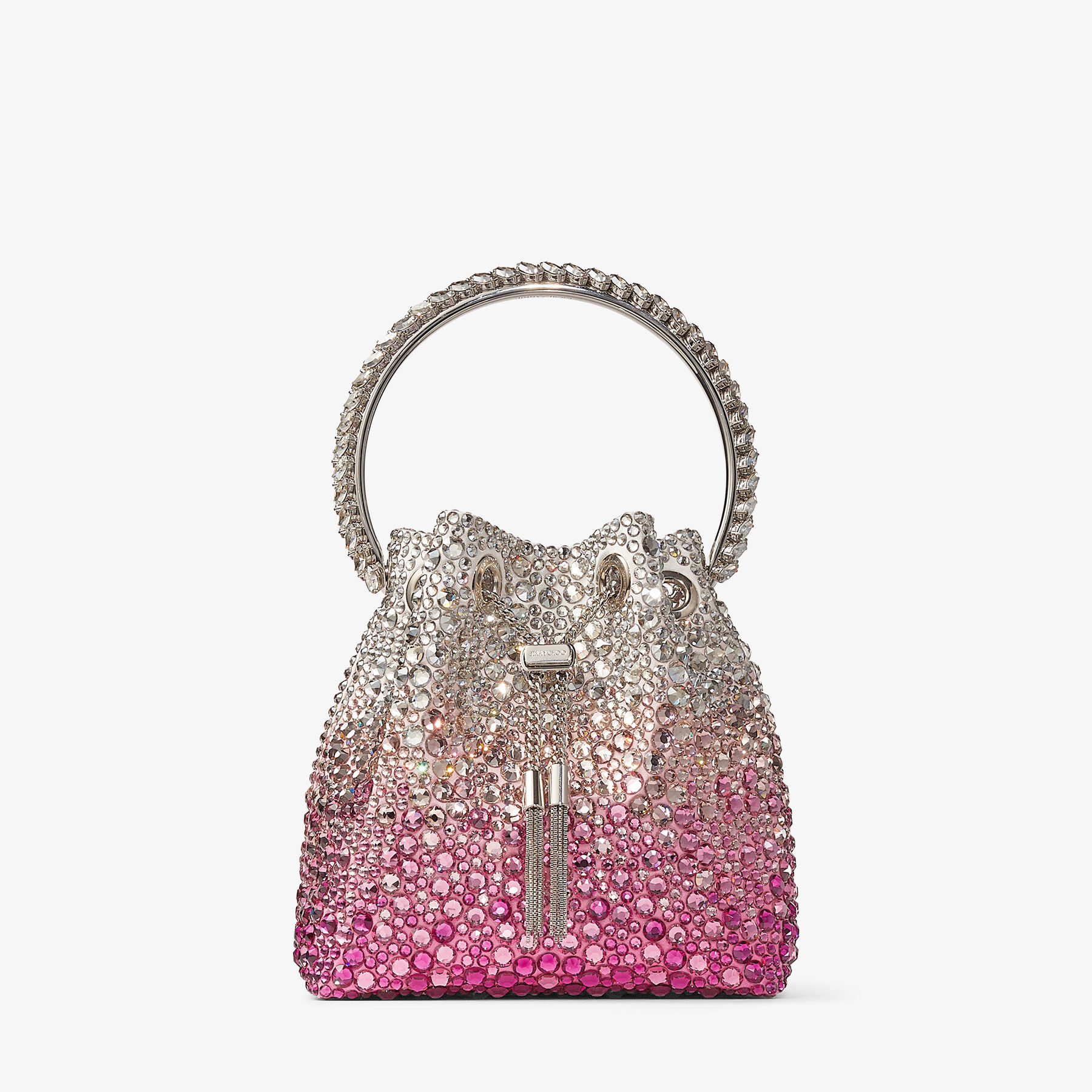 激安商品 クリスタル付き | BON BON Candy サテン・バッグ Silver X Pink バッグ