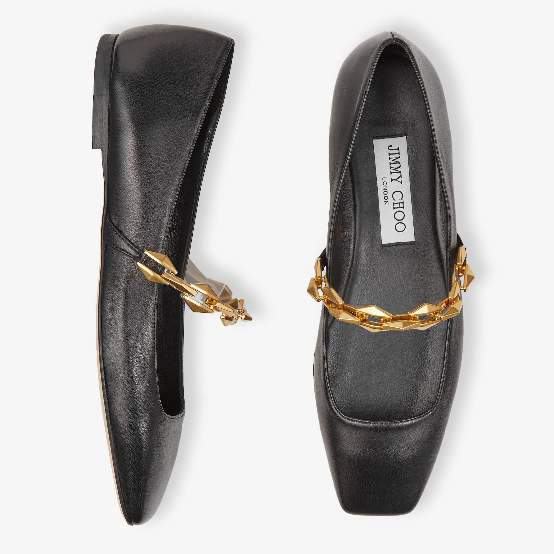 Bing Pump Flat|Latte/ブラック パテントレザー・フラットシューズ| ジミー チュウ JP