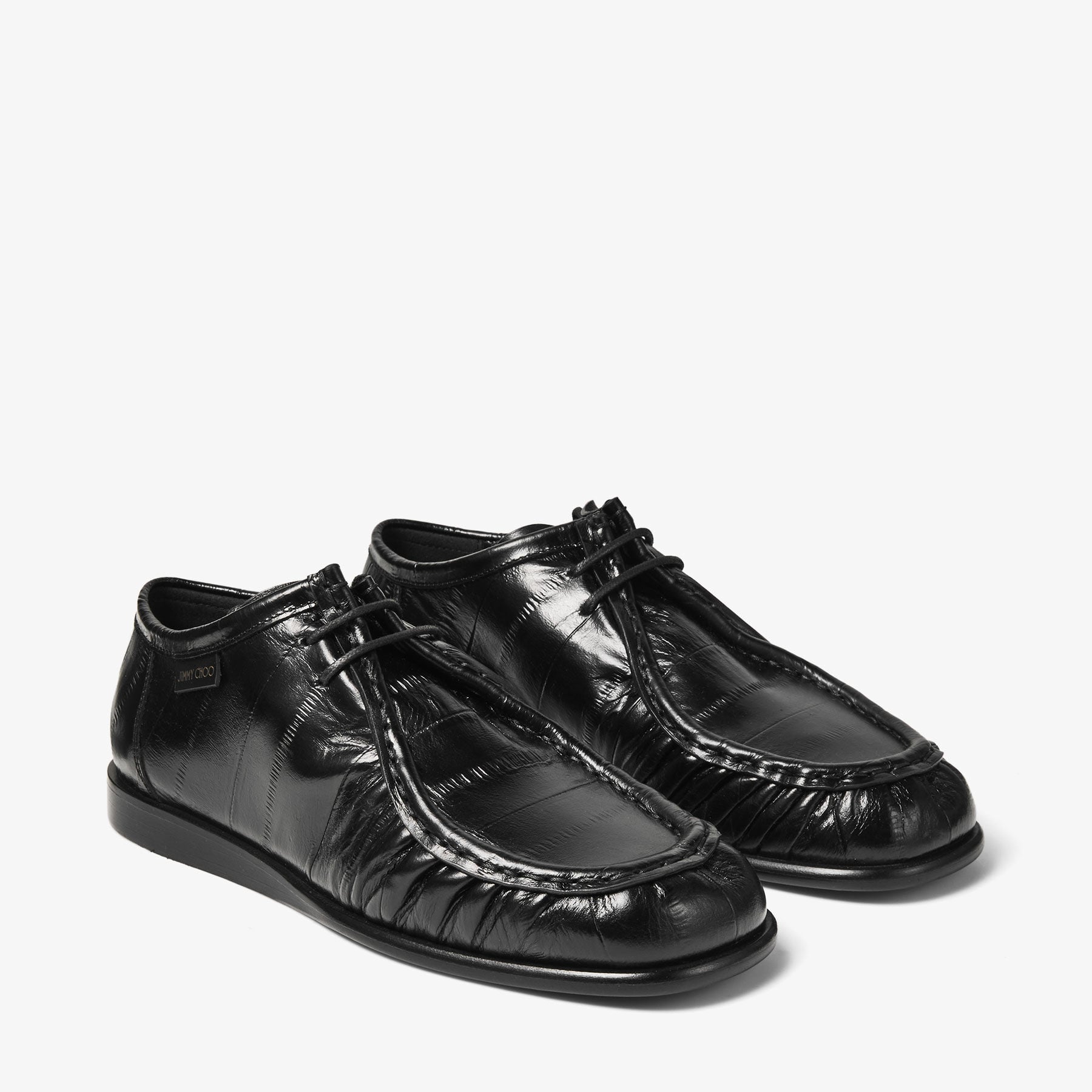 極美品JIMMY CHOO キャップトゥ フラットシューズ ブラック イタリア製