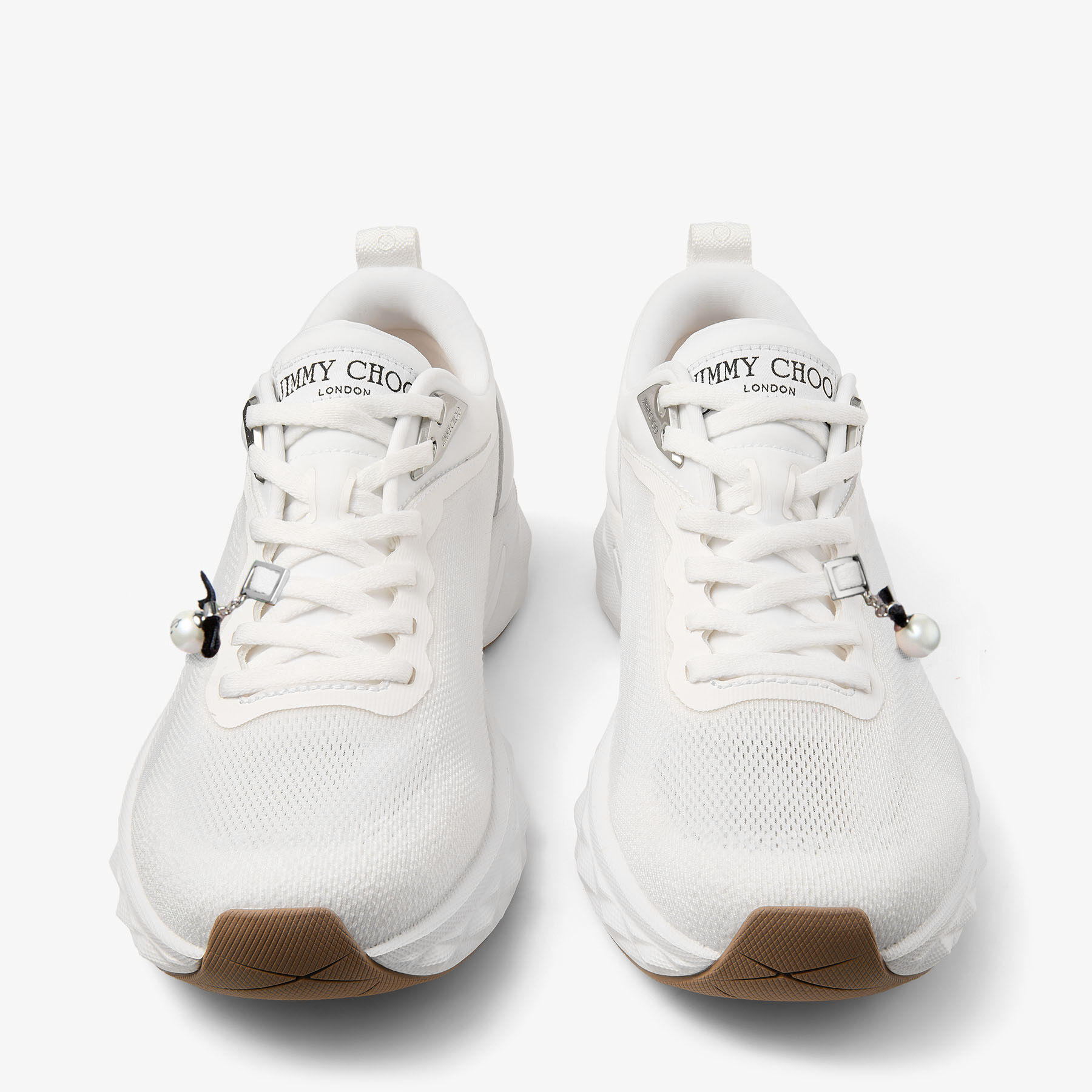 JIMMY CHOO ホワイト スニーカー ダイヤモンド ラン F | ホワイト ニットジャカードミックス