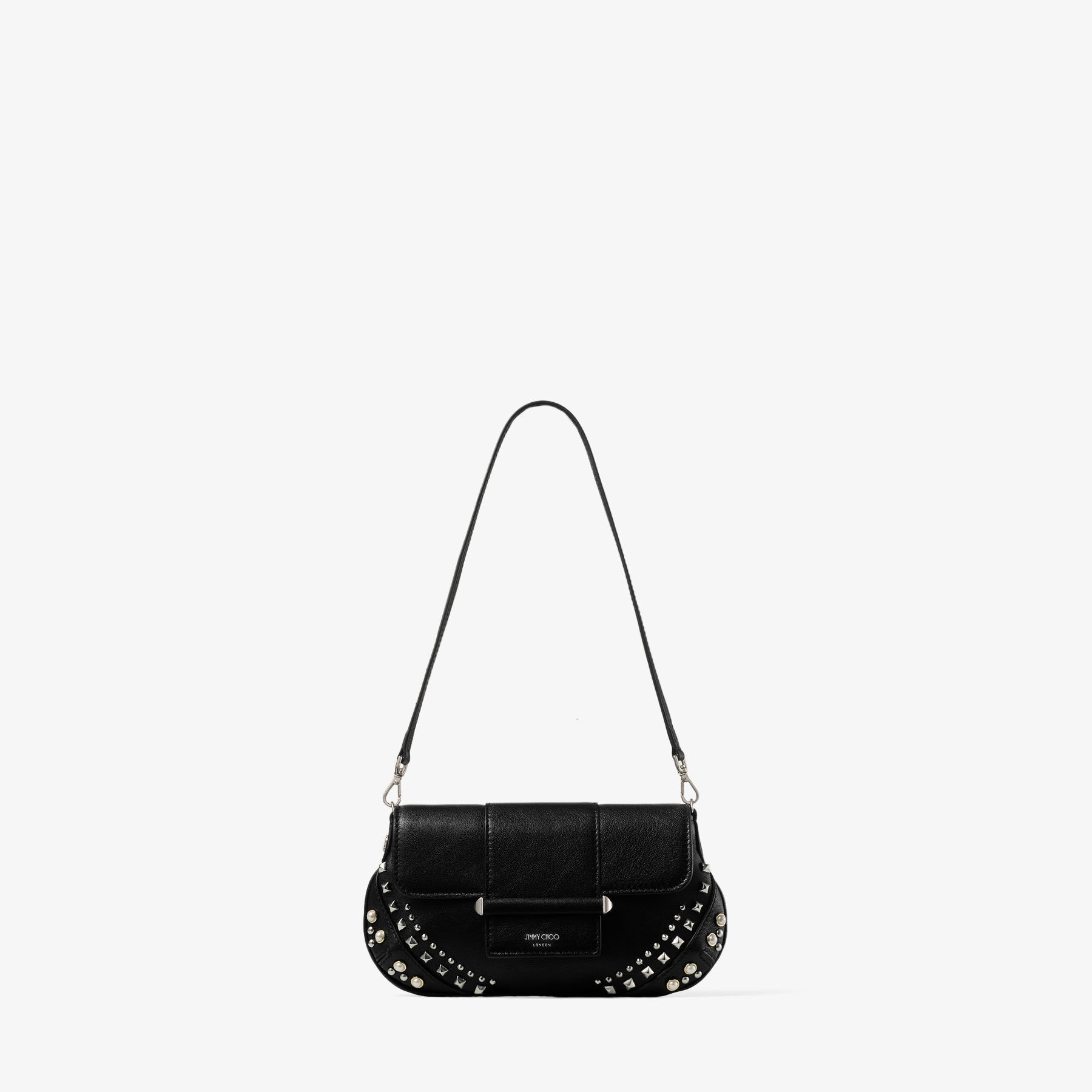 バー ウォレット | ブラック バイカーレザー・パールスタッズ付き ミニ