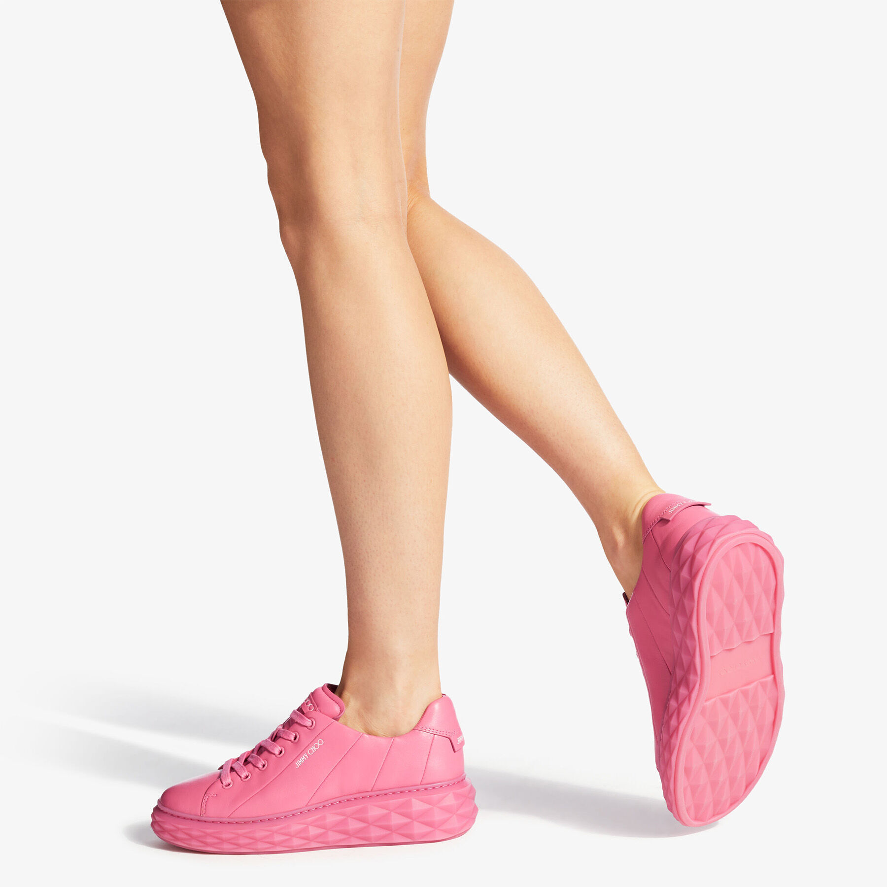 Candy Pink ナッパレザー・プラットフォーム ローカットスニーカー 