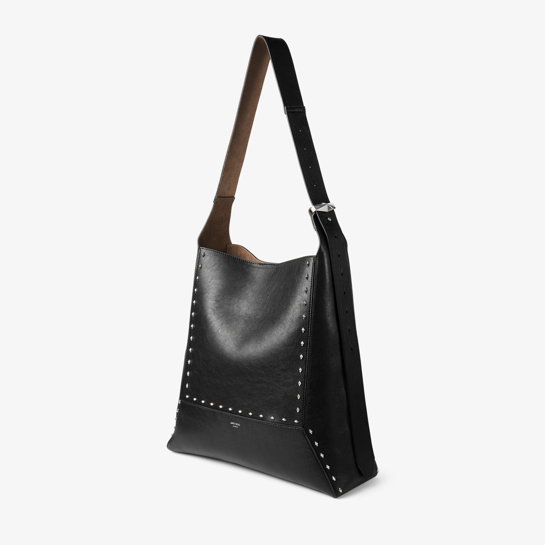 JIMMY CHOO ブラックレザーショルダーバッグ DIAMONDHOBOLSMBOJ_013847_ANGLE