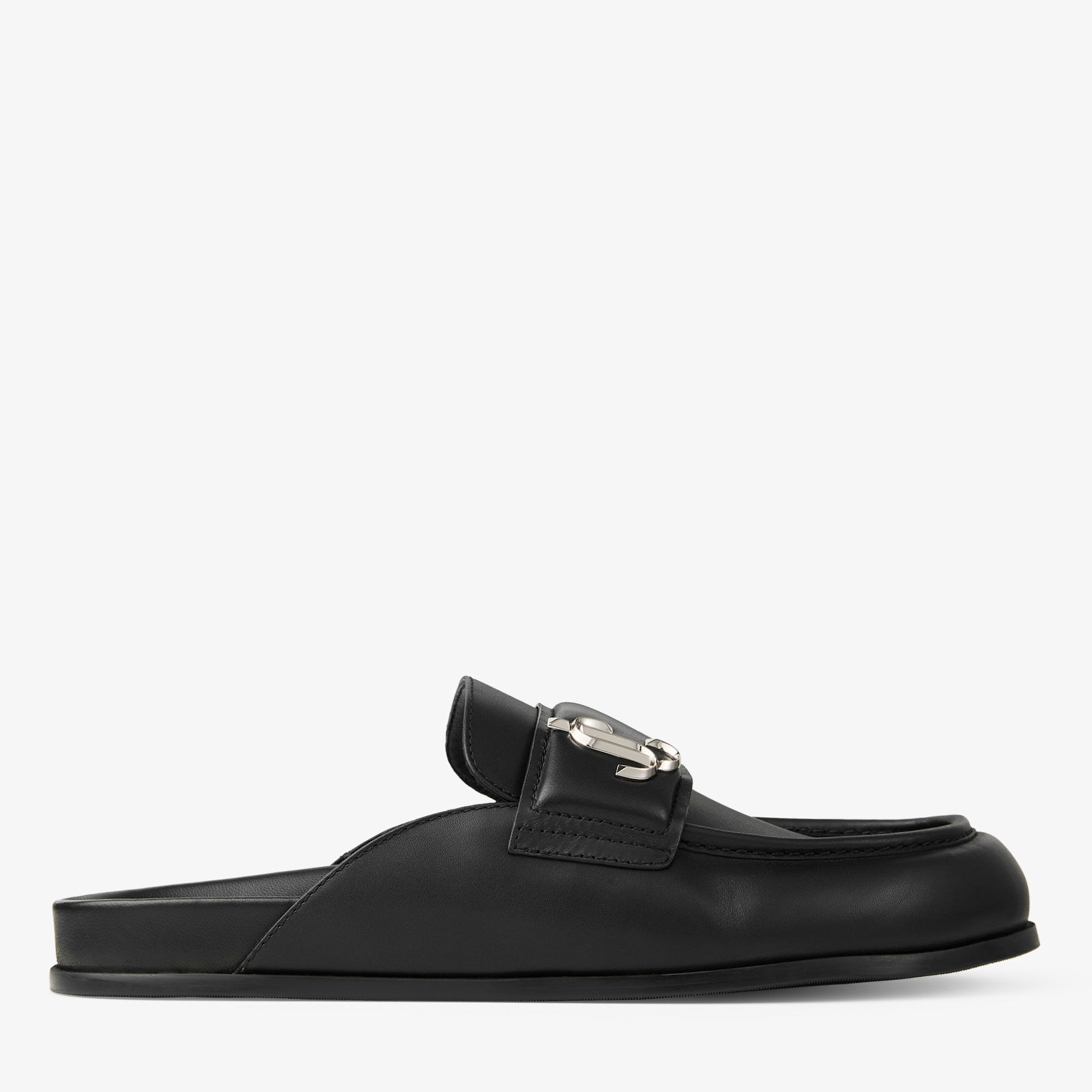 JIMMY CHOOミュール Bing 100 | Black Patent Leather Mules with Crystal Strap