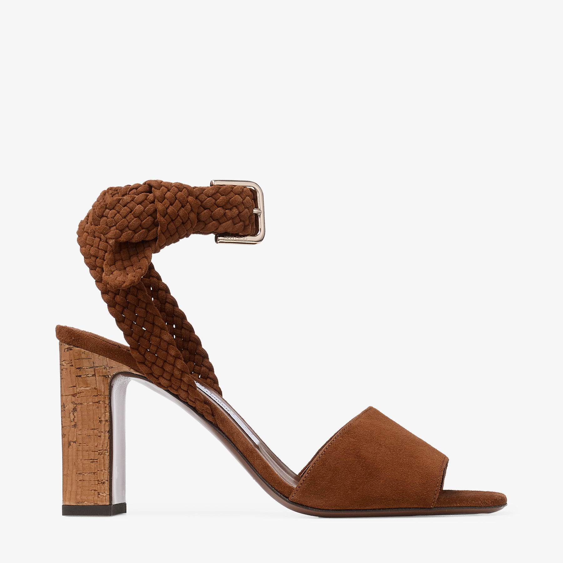 ロリ 85 | タン スエード / シャイニー コルク・サンダル | ジミー チュウ