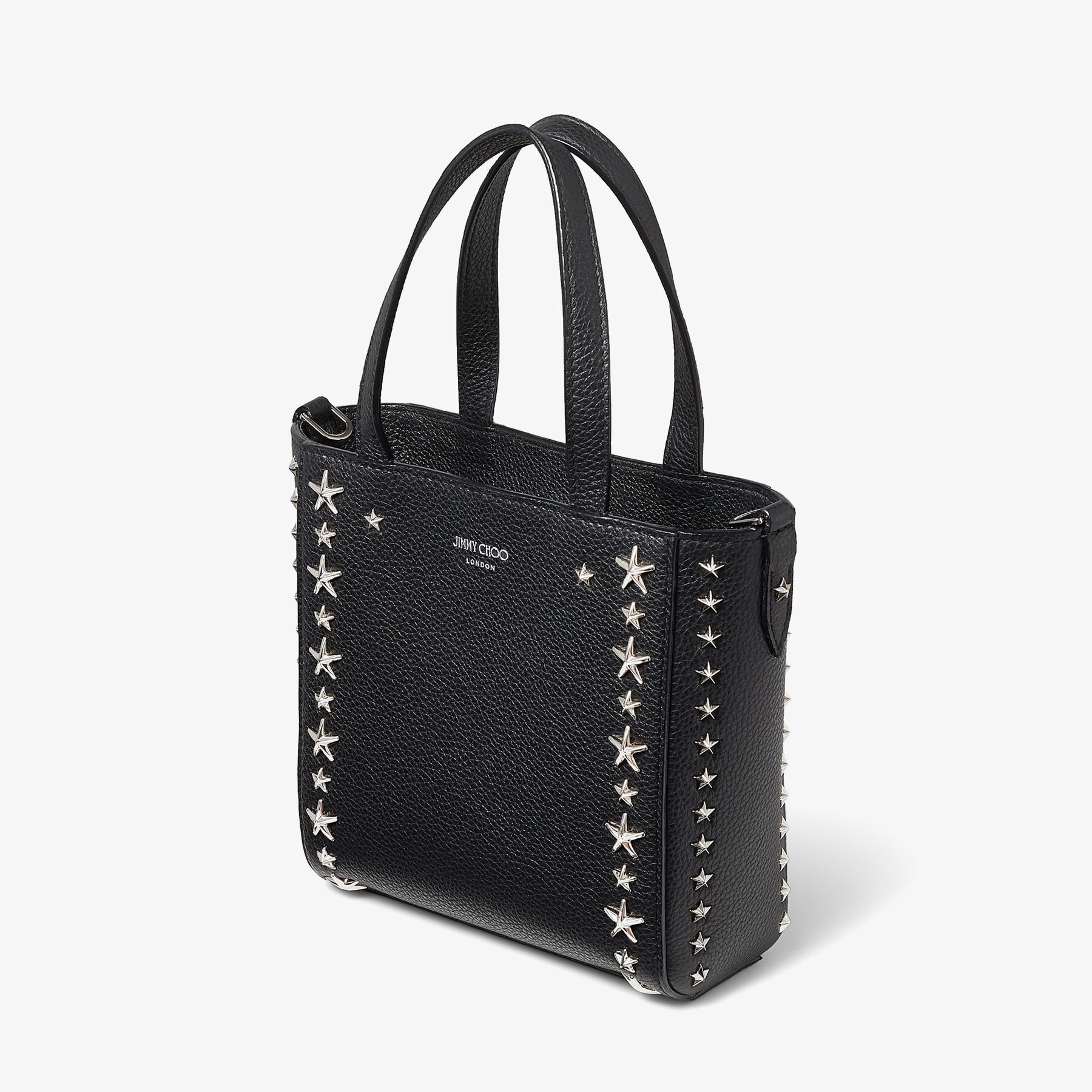 Silver スタースタッズ付き Black ソフトグレイニーカーフレザー・ミニ