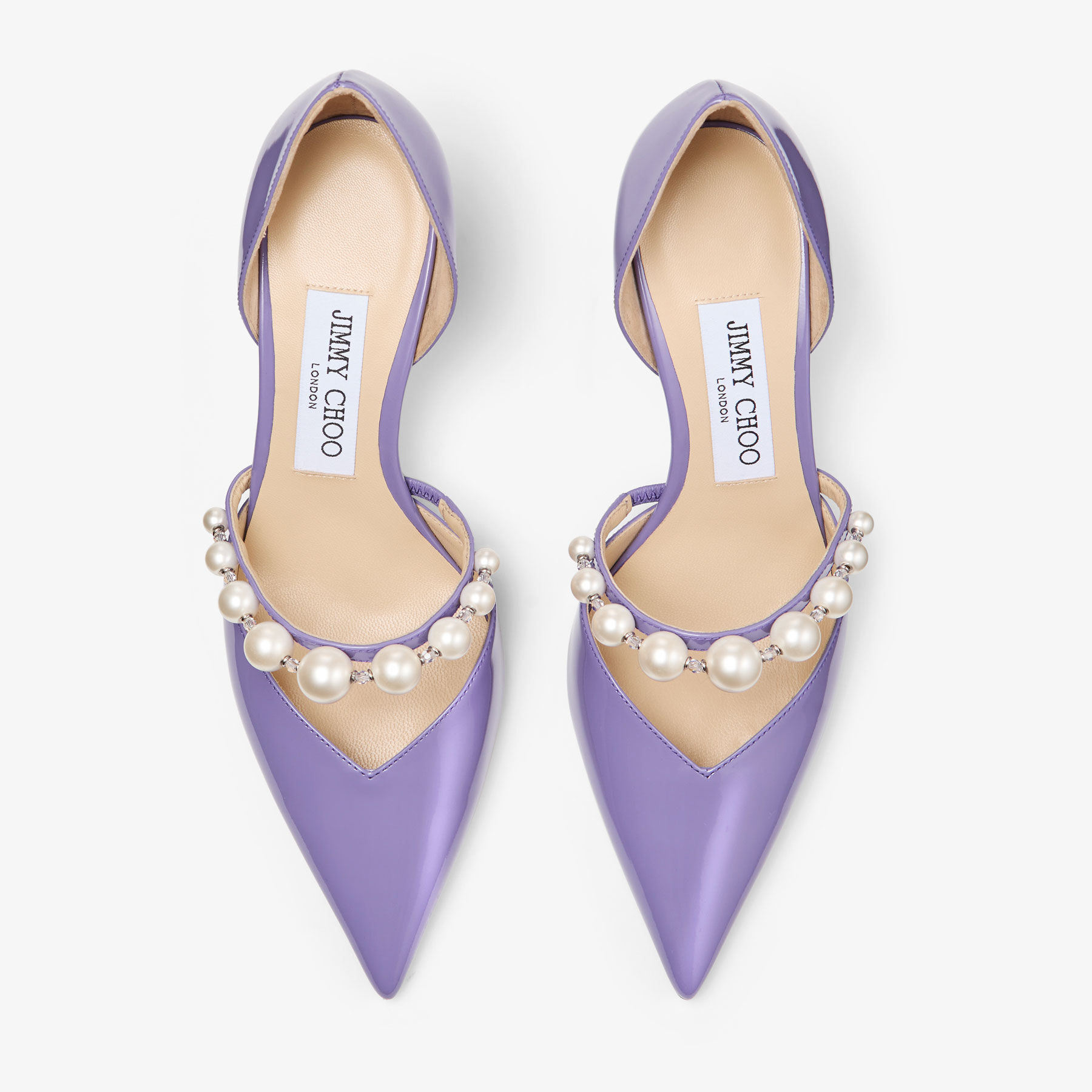 Aurelie 65|パール付き Tanzanite/ホワイト レザー・シューズ| ジミー 