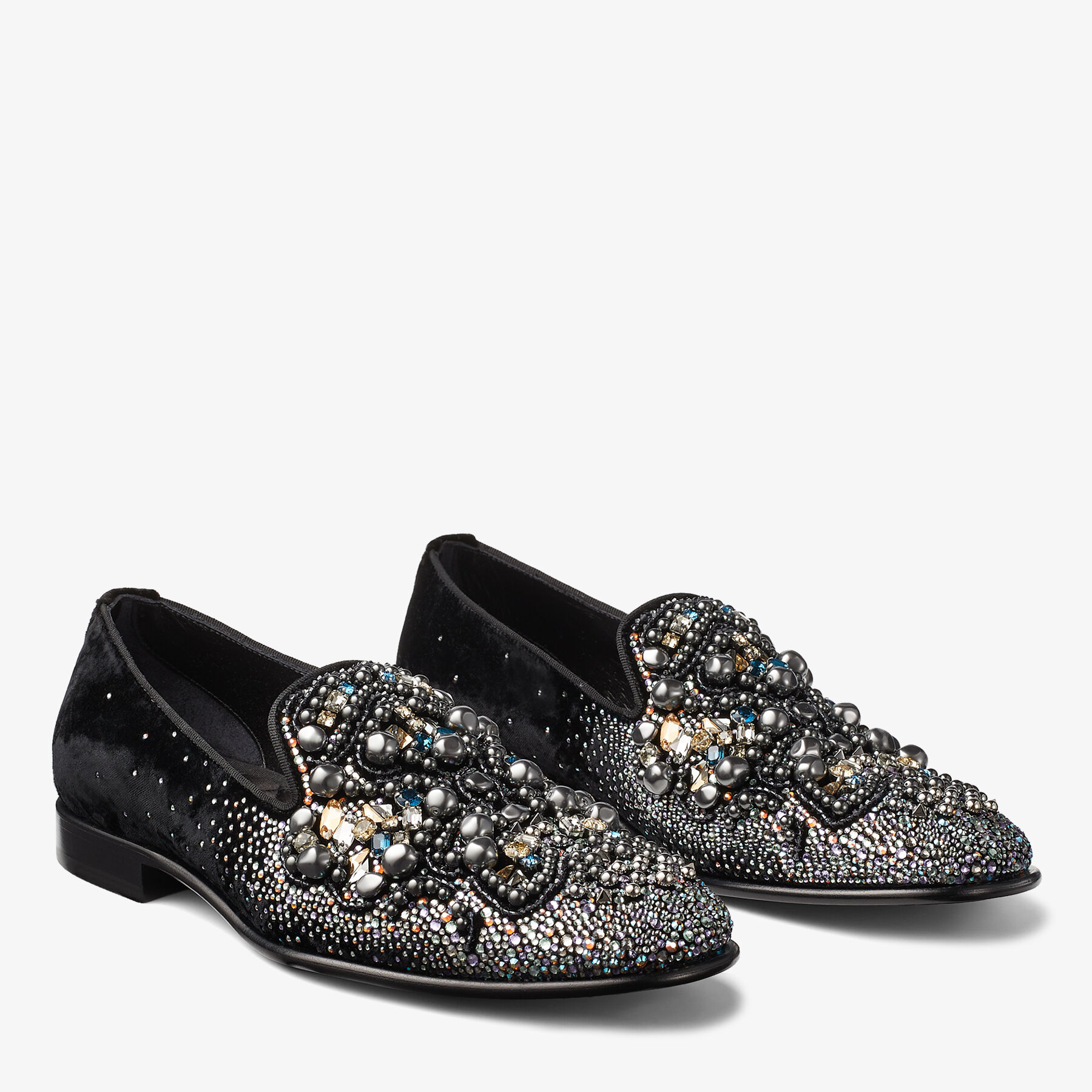 ジミーチュウ　JIMMY CHOO クリスタルビジュー　黒ローファー　37.5 ジミーチュウJIMMY CHOO クリスタルビジュー黒ローファー37.5