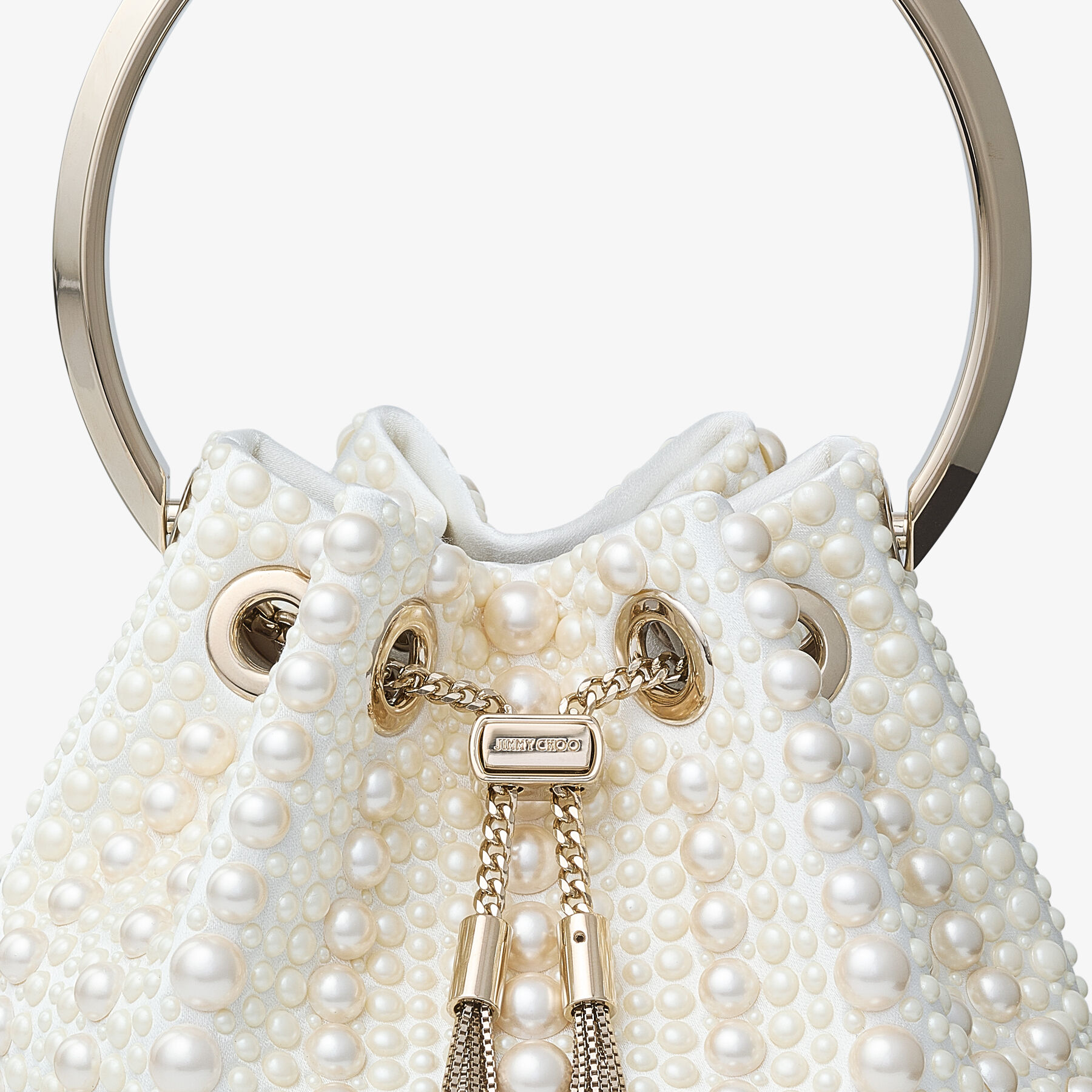 Bon Bon | 総パール付き Ivory サテン・バッグ | JIMMY CHOO Bon Bon | 総パール付き Ivory サテン・バッグ | JIMMY CHOO