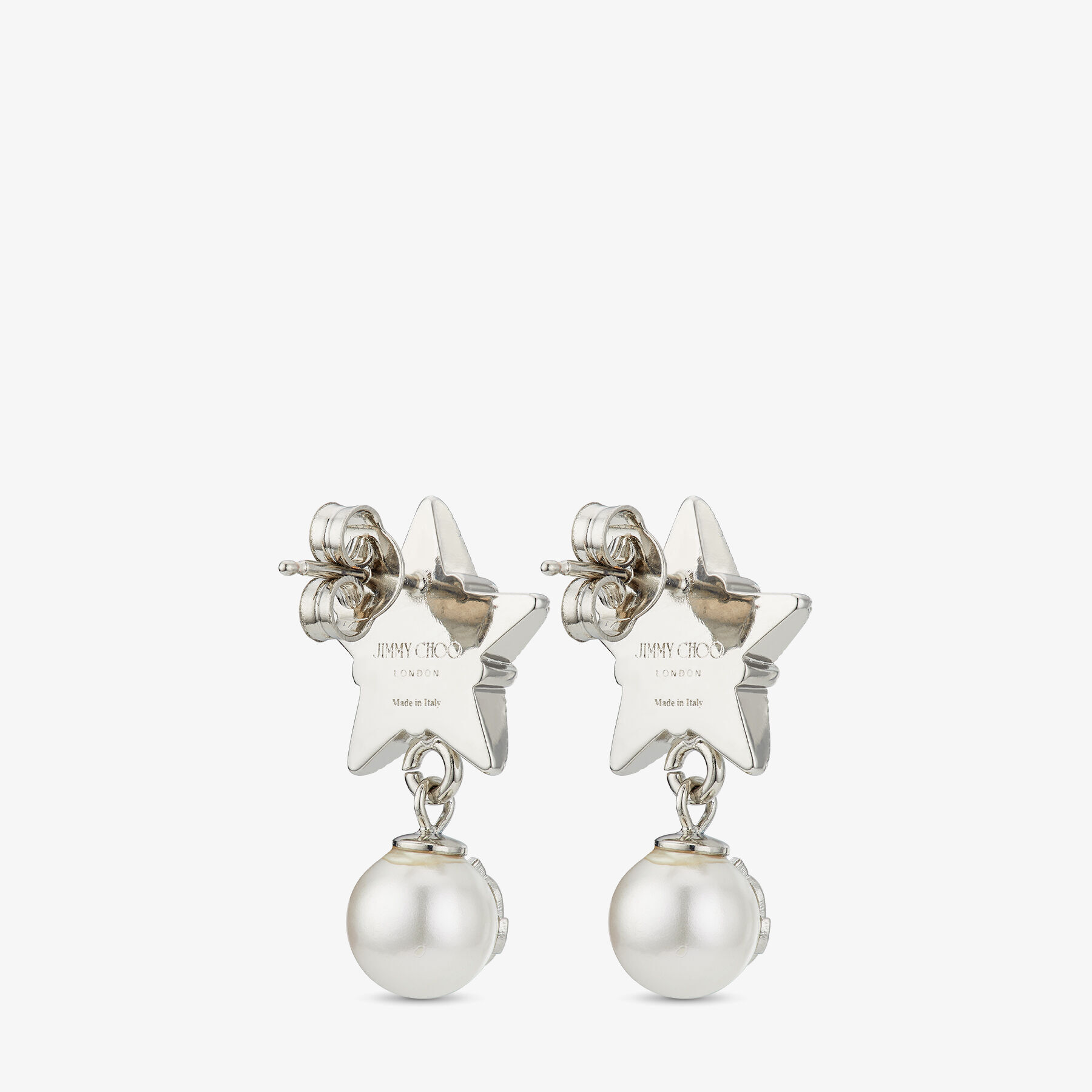 ホワイト樹脂パール X スワロフスキークリスタル付き シルバーフィニッシュメタルスター・ピアス | Crystal Star Earring |  ジュエリー・コレクション | ジミー チュウ JP