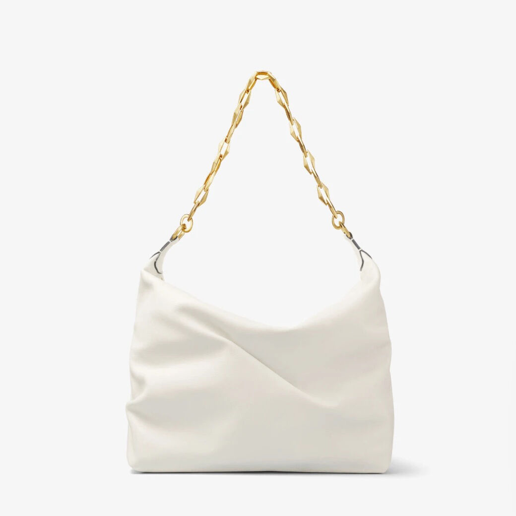 DIAMOND SOFT HOBO/S | チェーンストラップ付き Latte ソフトカーフレザー・ホーボーバッグ |  2023年スプリングコレクション | ジミー チュウ JP