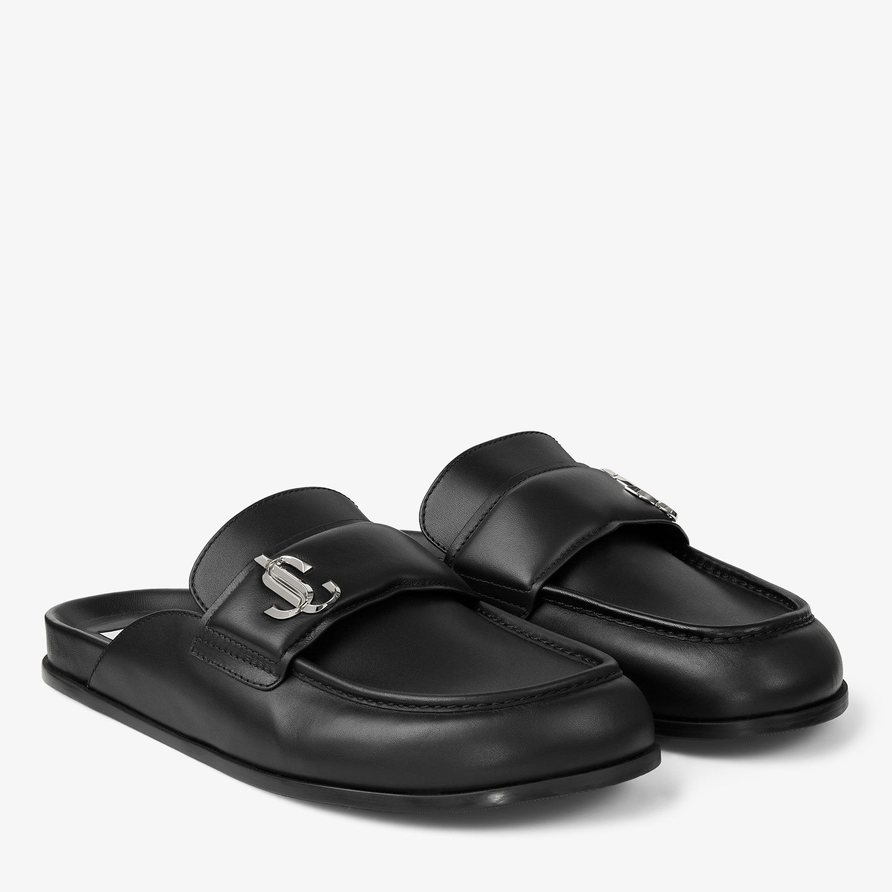 Jimmy Choo ブラック ミュール マイロ ミュール |ブラック カーフレザー・バックレスミュール | JIMMY
