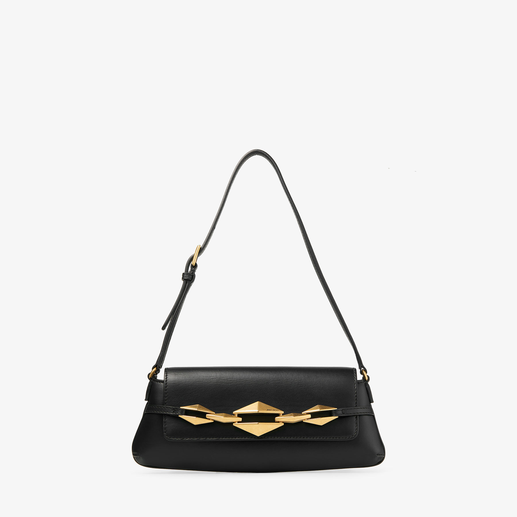 Black Nappa Nappa Leather Bag with Light Gold JC Emblem