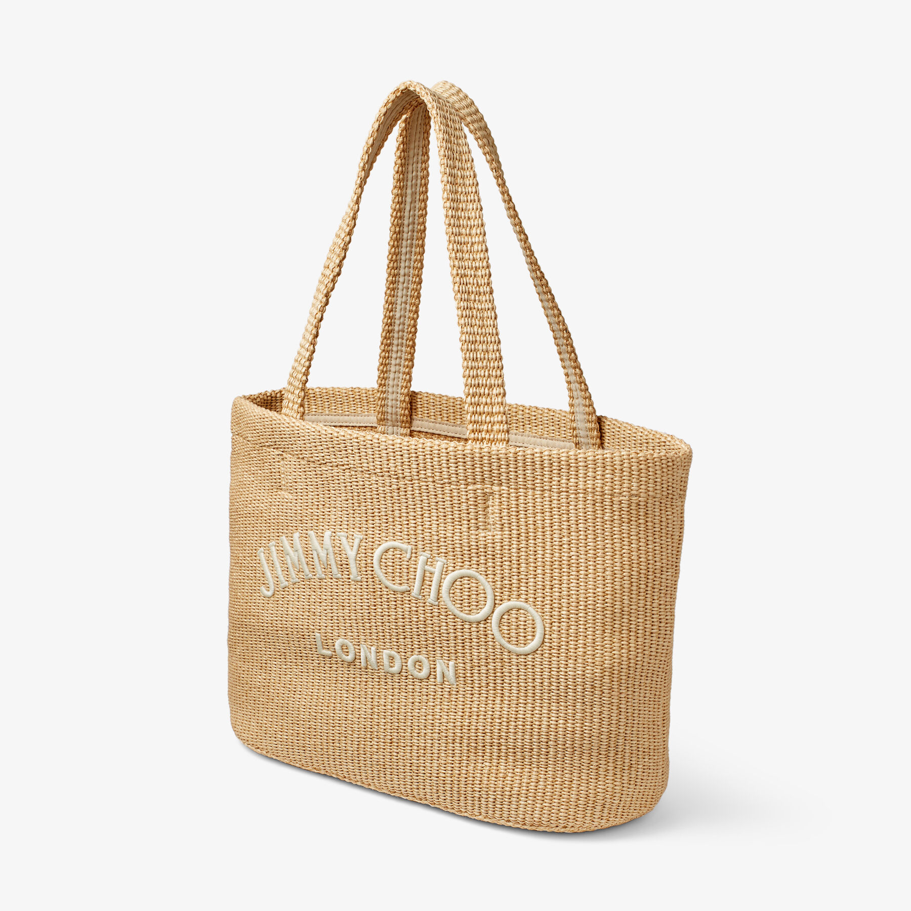 ジミー チュウ刺繍入り Natural ラフィア・トートバッグ | BEACH TOTE 