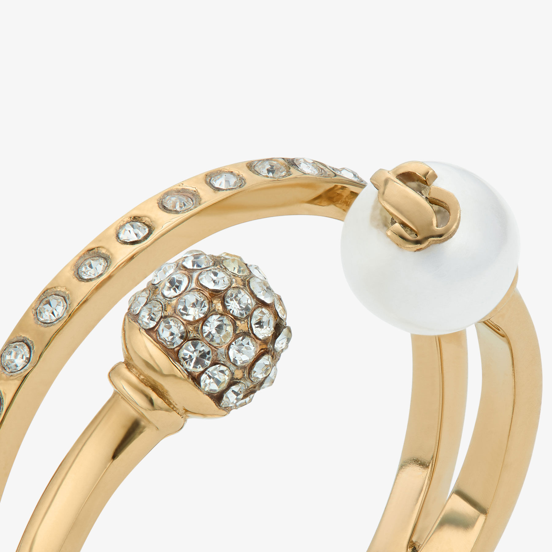 Gold-Finish Metal Ring with Crystal Star and Pearl | JC Star