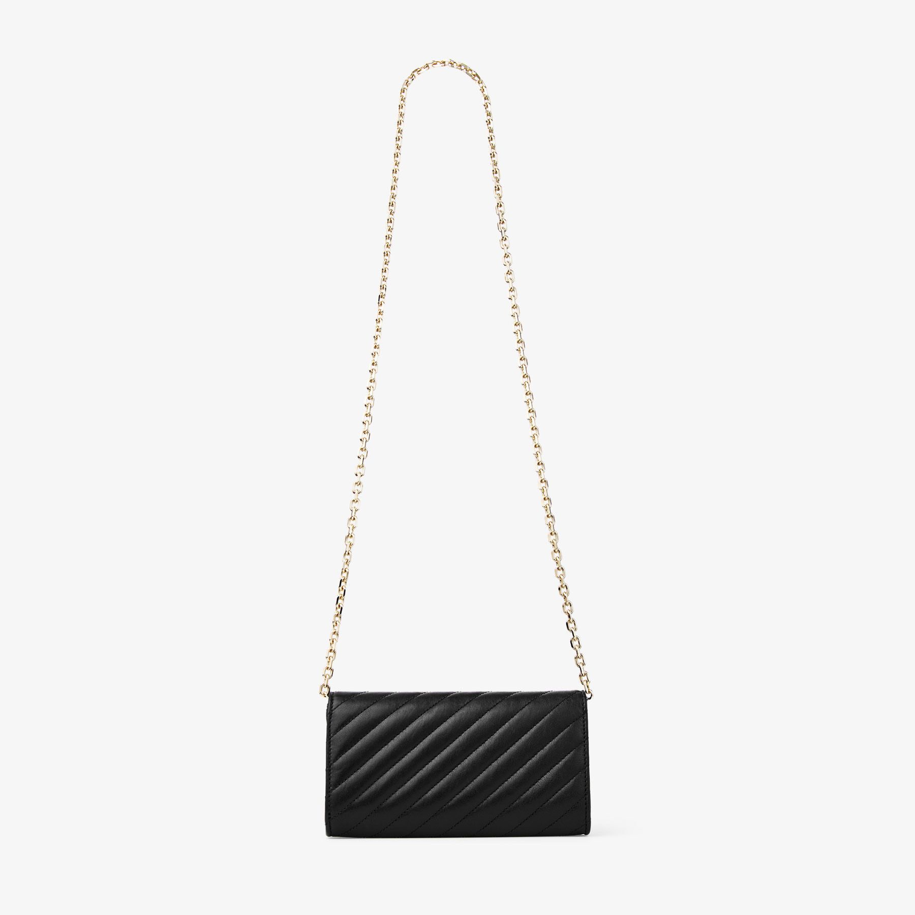 JIMMY CHOO チェーンウォレット カーブ ウォレット チェーン |チェーン付き ブラック キルティング