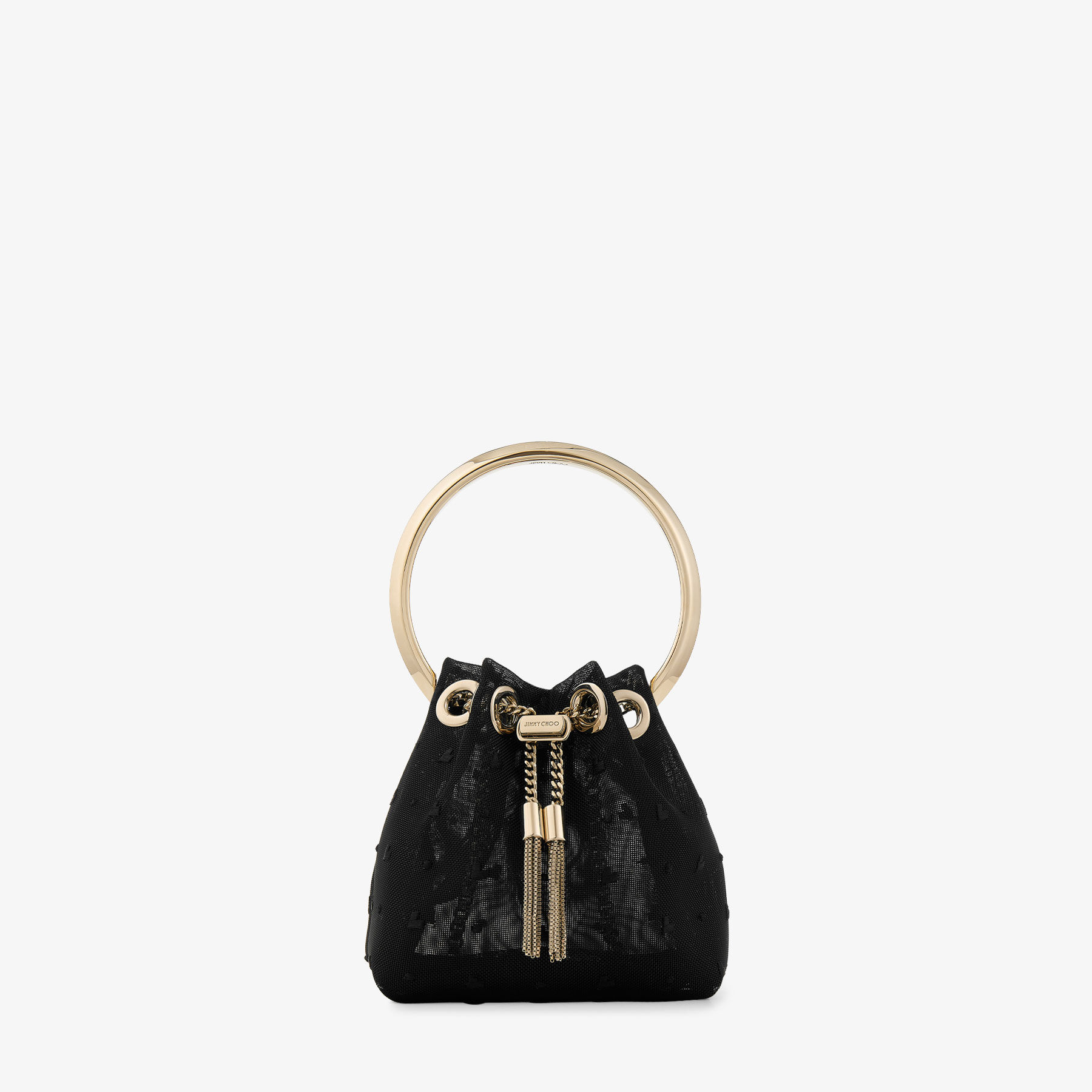 マゼンタの鮮やかな輝き【JimmyChoo】マイクロ ボン ボン*高級感 マイクロ ボンボン |ブラック ポルカドット ハートメッシュ